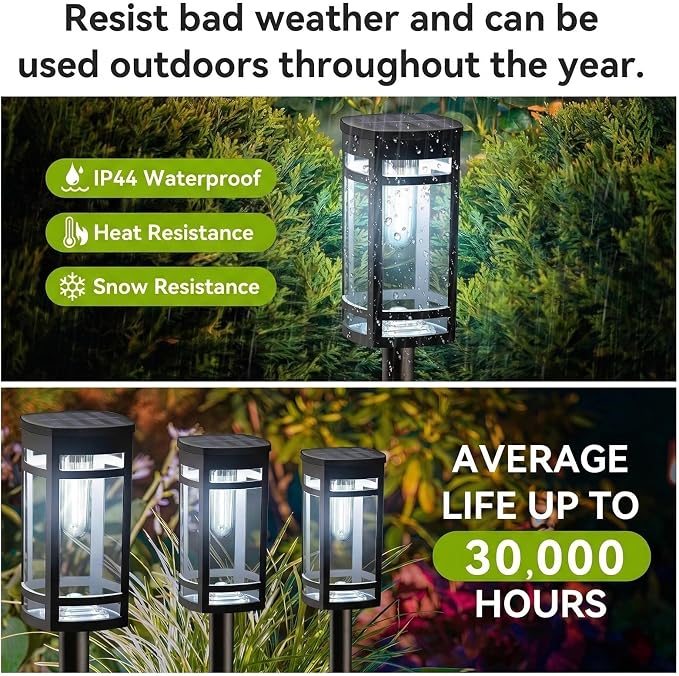 EXCMARK 8 Pack Solar Lights Outdoor Waterproof for Garden Pathway Walkway Driveway Yard Lawn Decorative Landscape Lighting. (Cool White Light, 8)
