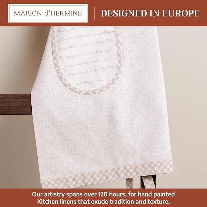 Maison d' Hermine Aprons for women with Pocket 100% Cotton (27.50"x31.50") | Adjustable Neck Strap & long ties Apron Men Chef Wedding Cooking Gardening Server Maid