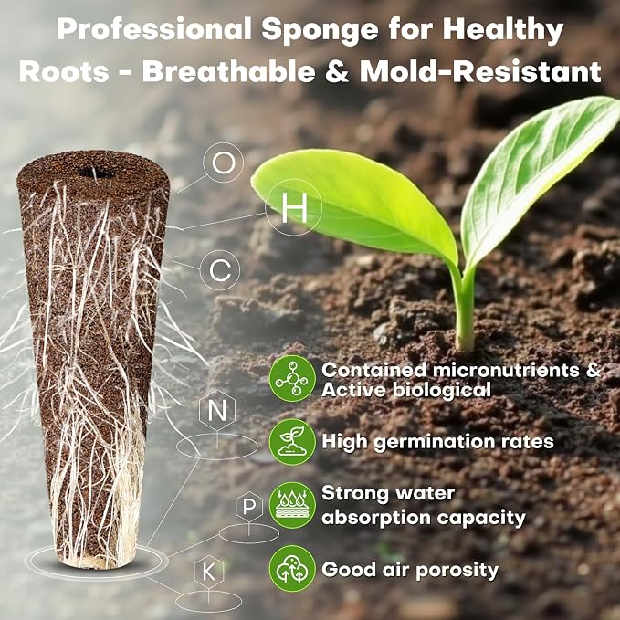 Ahopegarden 120 Pcs Seed Pod Kit for Aerogarden, Highly Breathable Hydroponics Replacement Pods Compatible with Most Indoor Hydroponic Systems,120 Grow Sponges & 120 Pod Labels