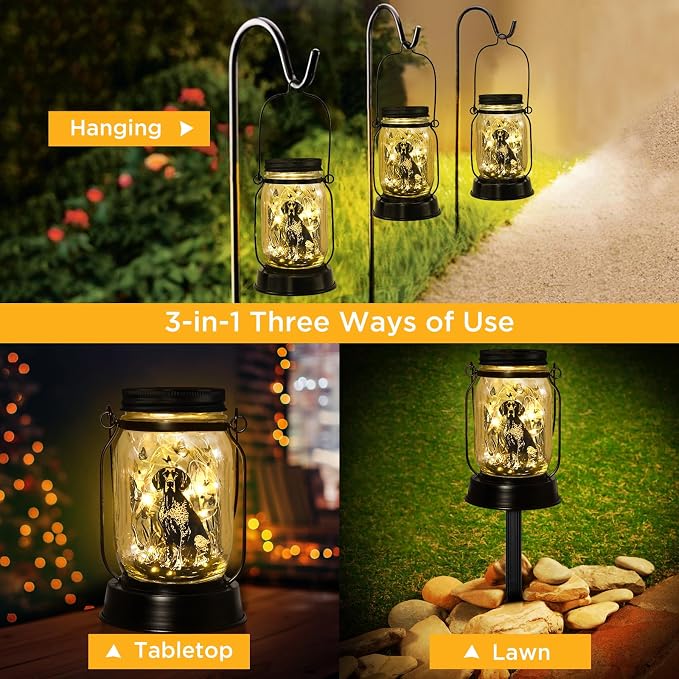 kyoryuger German Shorthaired Pointer Gifts for Women/Men, Pet Solar Lanterns German Shorthaired Pointer Lover Lantern Pet Loss Dog Memorial Lights Solar Garden Decor Yard,Patio,Torches Light Home