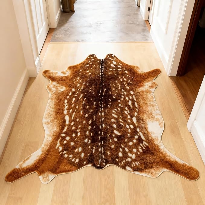 Asuprui Deer Rug, Sika Deer Print Carpet, 5.3X 6.9 Ft,Antelope Rug,Fawn Mat