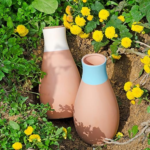 Terracotta Watering Spikes, 4 Pack Plant Watering Devices Self Watering Spikes Vacation Clay Watering Stakes Garden Plant Watering Globes for Indoor & Outdoor Plants