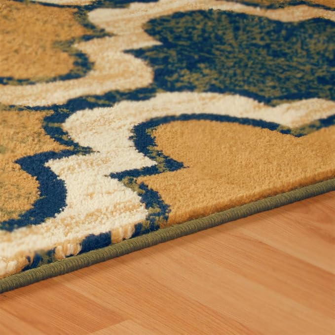 SUPERIOR Indoor Runner Rugs, Modern Area Rug, 2'7"x8', Green | Geometric Design Floor Décor, Easy Care High Traffic Areas Living Dining Room, Bedroom, Office, Entryway, Viking Collection