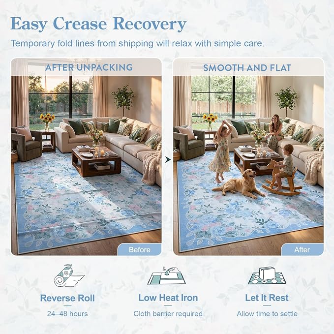 Lahome Round Floral Bathroom Rug 4ft, Low Pile Ultra-Thin Bath Mat | Pet Friendly, Easy To Clean Non Slip Carpet For Bathroom Vanity, Playroom Corner Or Cozy Nook