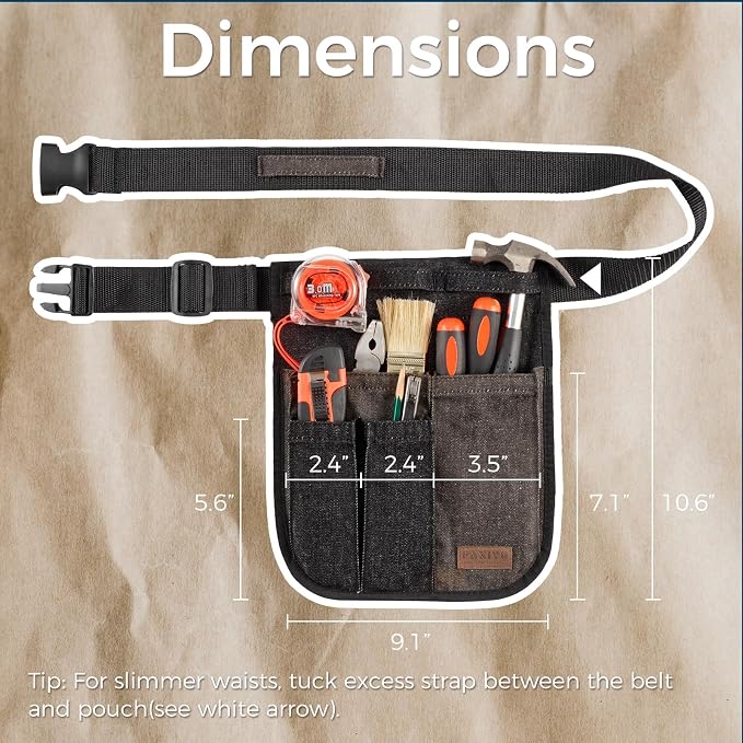 Garden Tool Belt for Women & Men, Slim Denim Garden Apron with 4 Pockets, Lightweight Adjustable Tool Pouch for Gardening, Florist, DIY & Craft, Black