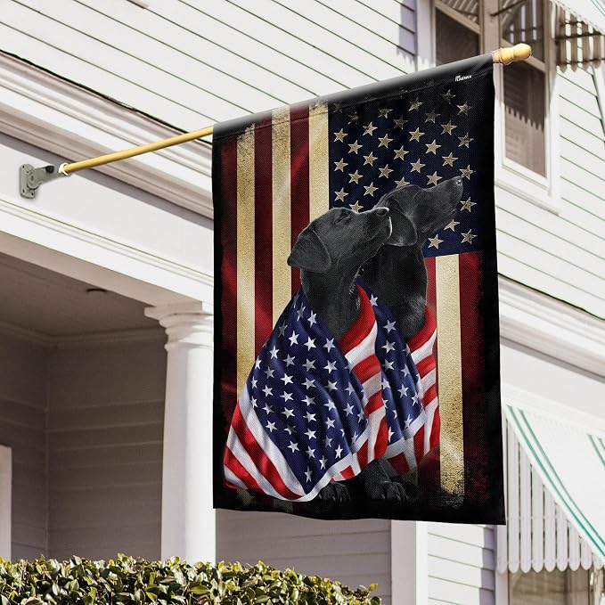 FLAGWIX Patriot American Dog Flag - Labrador Retriever Dogs Double Sided Flag - 4th of July Decorations for Home, Outside, Patriotic House Flag 30x40 Heavy Duty Canvas, Decorative Indoor Outdoor Flag