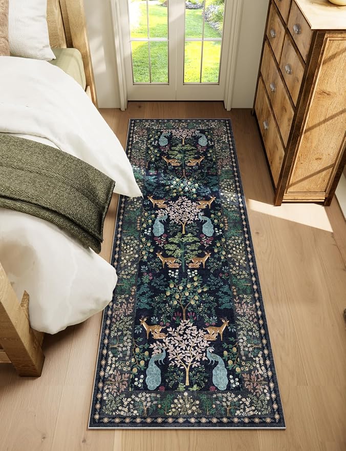 Washable Runners for Hallways Kitchen Rug: 2'6"x8' Runner Rug Stain Resistant Non Slip Low Pile Soft Carpet Runner Rug for Entryway Bedroom Beside Bathroom Laundry Room