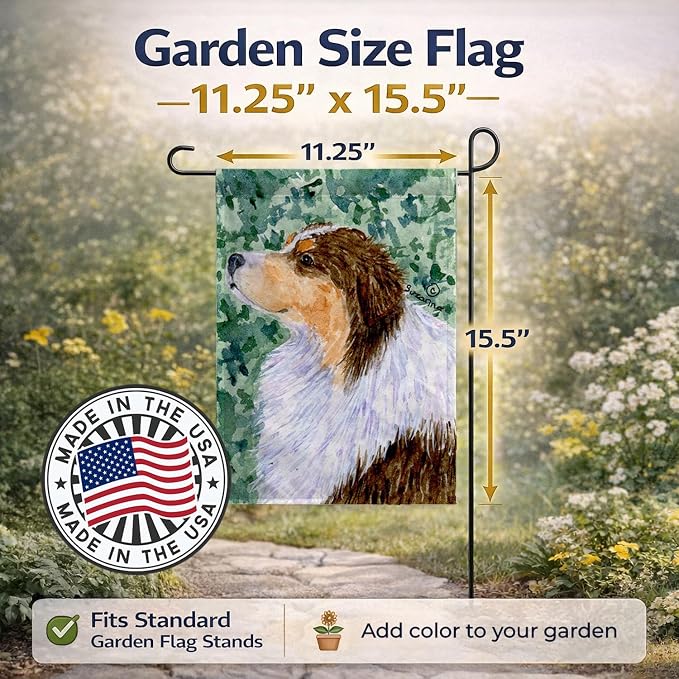 Caroline's Treasures SS8738GF Australian Shepherd Garden Flag Mailbox Flag Decorative Yard Flag Banner Outside Patio Artwork Yard Flower Beds, Garden Size, Multicolor