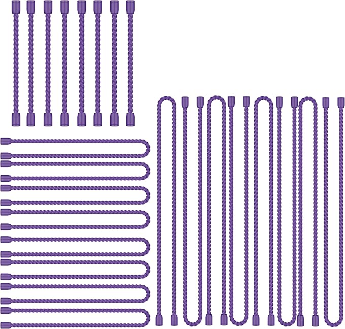 24PCS 4-Inch, 12-Inch, 18-Inch Silicone Cable Ties, Bendable Rubber Twist Ties, Reusable Twist Ties for Cords, gear ties for Organizing, Bundling (Purple)