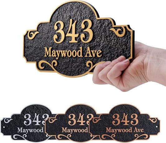 Personalized Address Plaque,Custom Address Sign for House,Home,Street, Yard, Garden,Apartment,Hotel,Office,Driveway Outside House Number Sign,STYLE 1
