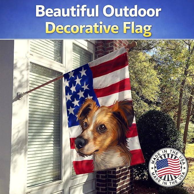 Caroline's Treasures CK6597CHF Kromfohrlander American Flag House Flag Large Porch Sleeve Pole Decorative Outside Yard Banner Artwork Wall Hanging, Polyester, House Size, Multicolor