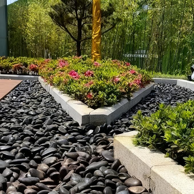 Polished Black River Rocks - 2-3 inch 10LB High Polished Decorative Pebbles, Stones for Landscaping, Natural River Rocks for Outdoor Décor, Plants,Vase Filler,Fish Tank