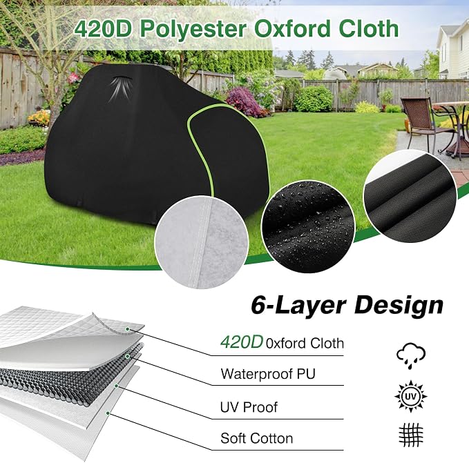 Riding Lawn Mower Cover-Heavy-Duty 420D Waterproof Lawn Covers, with Cotton Lined Oxford Fabric & Air Vents, Universal Fit for Toro TimeCutter, John Deere, Cub Cadet, Husqvarna