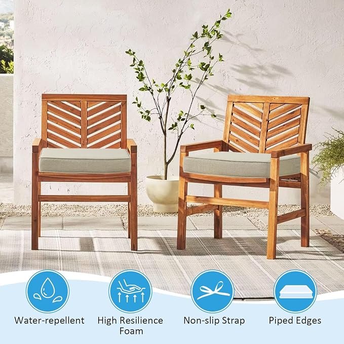 18.5 x 16 Inch Outdoor Chair Cushions with Tie Straps, Set of 4 Thick Water Repellent Rectangle Patio Chair Pads for Garden Lawn Patio Furniture, Linenweave Tan
