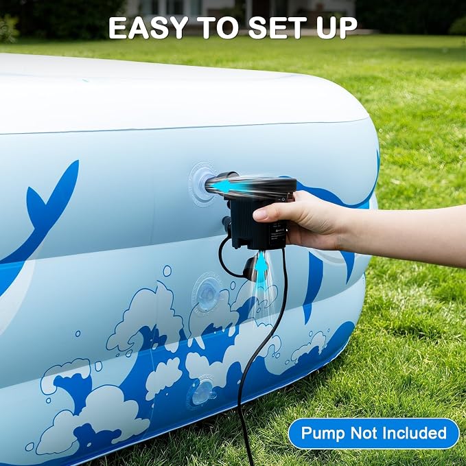 Large Inflatable Pool with Light, 12TF x 6.5TF Inflatable Swimming Pool for Kids Adults, Solar Powered Blow Up Pool Oversized Thickened Family Kiddie Pool for Backyard Outdoor