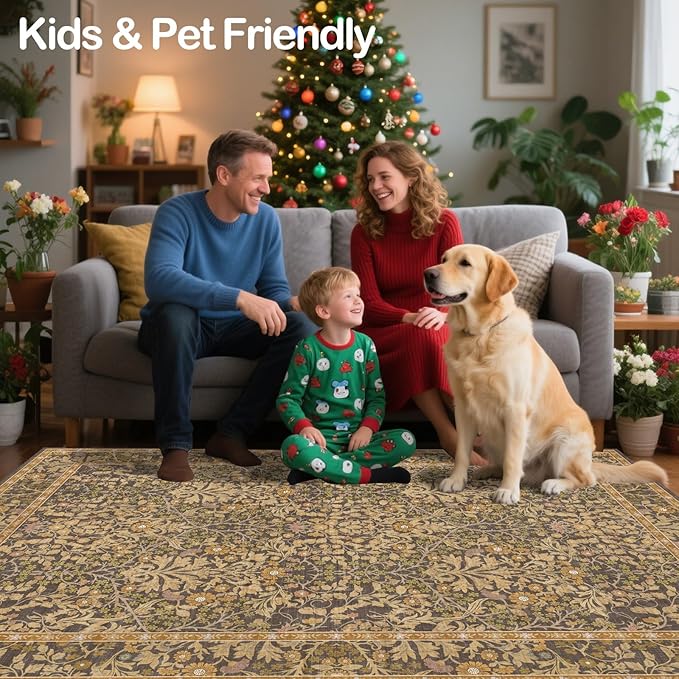 4x6 Area Rug for Bedroom Beside Rug, Laundry Room, Entryway, Kitchen, Washable Non-Slip Low Pile Ultra Soft Stain Resistant Carpet (Goldenrod)