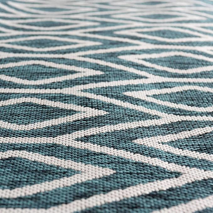Jill Zarin Outdoor Collection Area Rug - Turks and Caicos (7' 10" x 10' Rectangle Teal/Ivory)