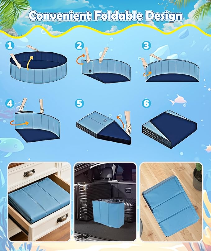 EPN Foldable Dog Pool with Sprinkler, Large Non-Slip PVC Pet Bath, 97 Inch | 2-in-1 Pet Bath and Sprinkler with Non-Slip Base for Dogs and Kids, Ideal for Backyard Cooling, Bathing and Summer Water Play