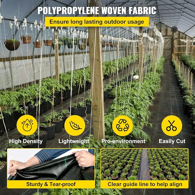 Happybuy 3FTx300FT Weed Barrier Landscape Fabric Heavy Duty 3.2OZ, Woven Weed Blocker Gardening Mat, Garden Weed Control Fabric, Geotextile Drainage Fabric, Driveway Fabric Landscaping Ground Cover