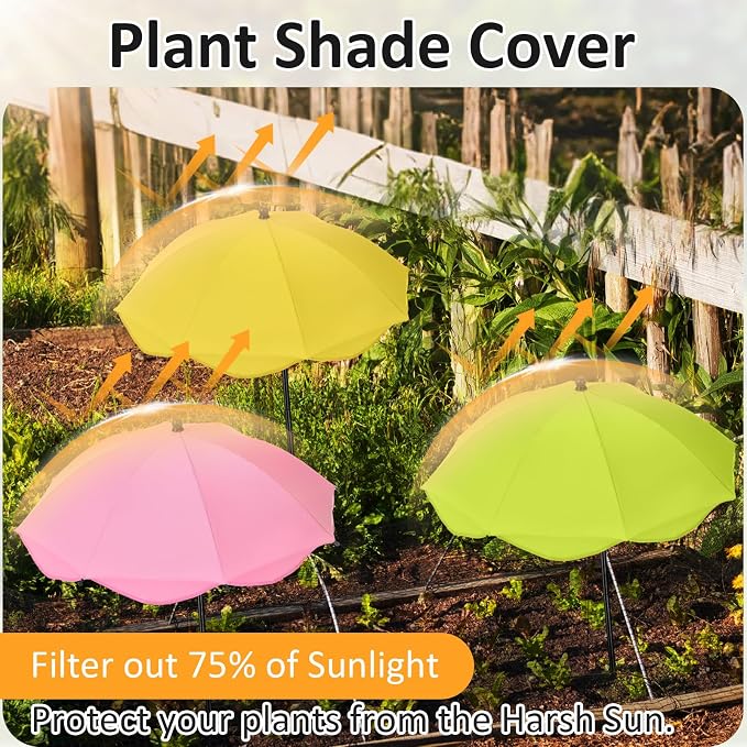 4 Pcs 26 Inch Plant Umbrellas for Outdoor Plants Garden Umbrella Shade for Potted Plant, Garden Bed Flower Pot Provide Shade to ‌defend Blazing Sun (Multicolor)