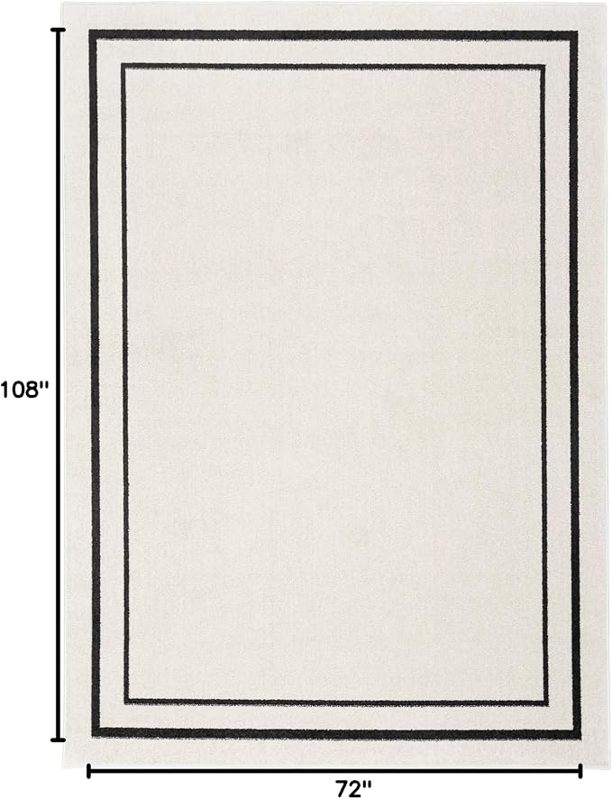 Nourison Home Nourison Essentials Ivory/Black 6' x 9' Area Rug - Easy Clean, Non Shedding, Bed Room, Living Room, Dining Room, Kitchen (6' x 9')