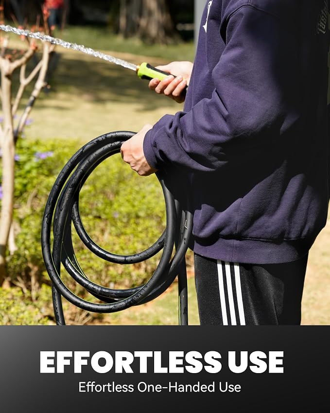 RAINPOINT Garden Hose 25ft x 5/8", Water Hose Heavy Duty, Flexible, Lightweight Durable Hybrid Hose with Swivel Handle for Yard, Car Wash, Pets, No Kink, Male to Female Fittings