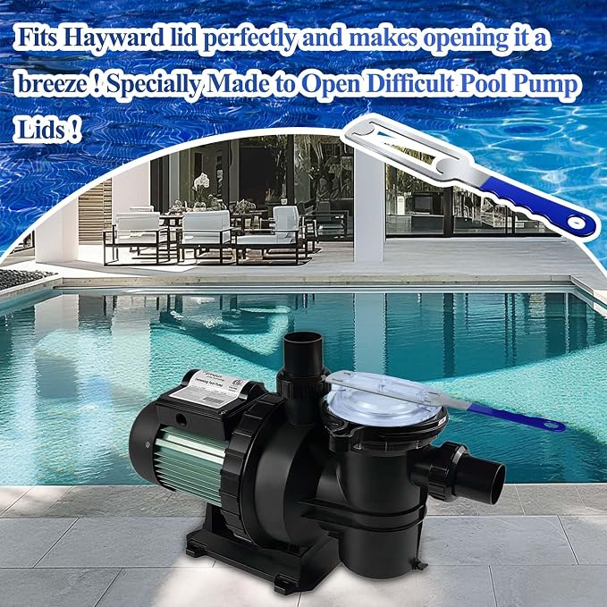 Pool Pump Lid Removal Tool with Handle Grip, Upgraded Metal Pool Pump Cover Removal Wrench Swimming Pools Strainer Lid Removing Tool Compatible with Hayward Super II Pump SP3000 SP3010 SP3007 Series