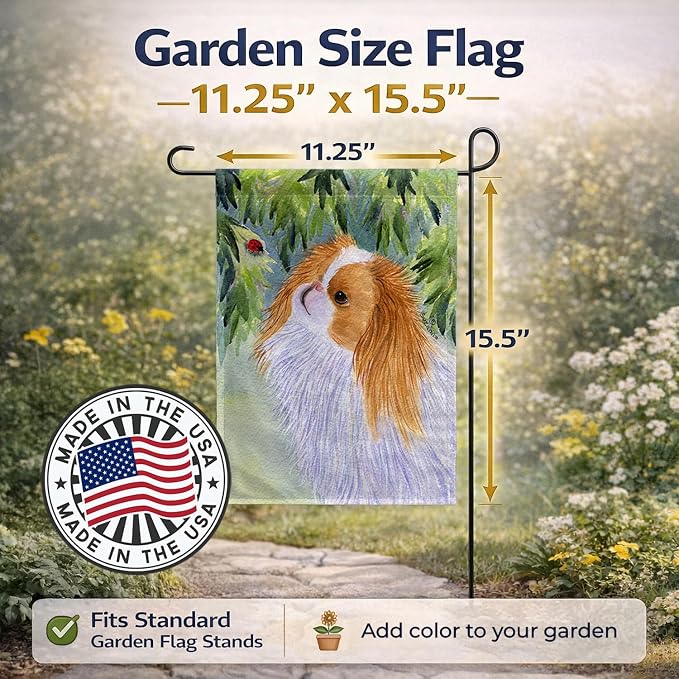 Caroline's Treasures SS8260GF Japanese Chin Garden Flag Mailbox Flag Decorative Yard Flag Banner Outside Patio Artwork Yard Flower Beds, Garden Size, Multicolor