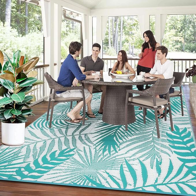 Outdoor Rugs 9x12 for Patios Clearance Large Outdoor Rug, Outdoor Plastic Straw Rug RV Camping Rug Large Outdoor Mat for RV, Patio, Backyard, Deck, Picnic, Beach, Trailer, Camping