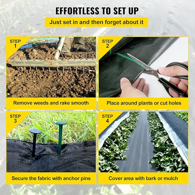 Happybuy 3FTx50FT 5OZ Garden Weed Barrier Landscape Fabric Heavy Duty, Weed Control Fabric for Garden, Weed Blocker Fabric, Geotextile Fabric Under Gravel, Driveway Fabric, Weed Mat Cloth Ground Cover