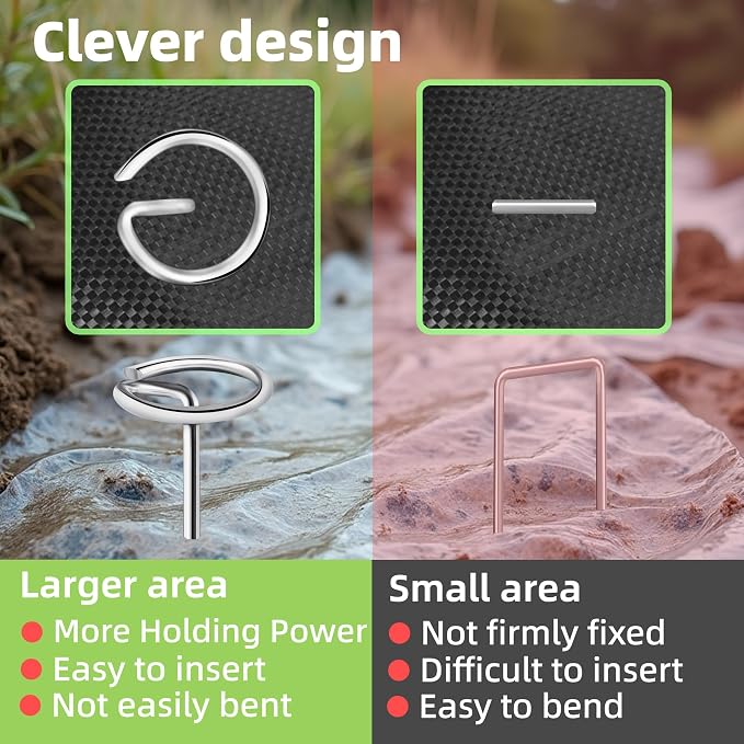 240 Pcs Thick 11 Gauge 0.12 IN Circle Top Landscape Fabric Pins Hard Holding,6 Inch Galvanized Landscape Fabric Stakes, for Tent, Weed Barrier Fabric, Plant Cover,Landscape Pins Stronger Not Easy Bend