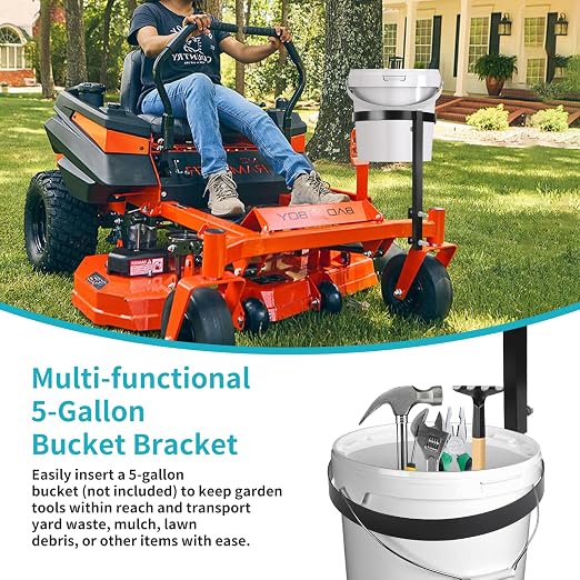 5 Gallon Trash Bucket Holder for Zero Turn Mowers, Zero Turn Bucket Holder, Bucket Storage Holder Mount with Clamp