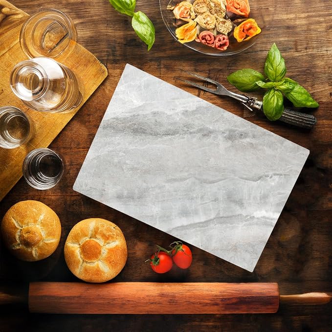 Gray Marble Kitchen Glass Cutting Board Ocean Decorative Gift Marbled Granite Stone Rock Gift For Her Mom Wife (Gray Marble)