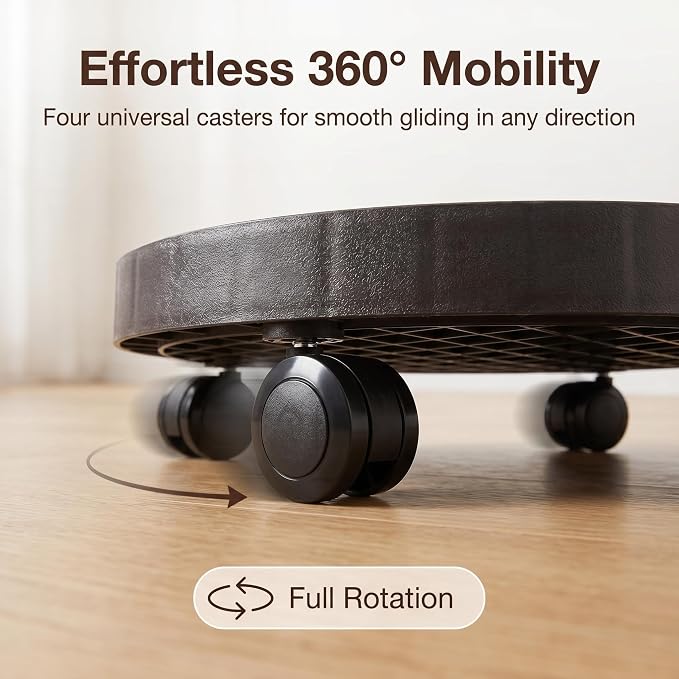 2 Pack of 9.8 Inch Planter Caddies Rolling Saucer Caddy with Wheels, Heavy Duty Wheeled Stand for Potted Plant, Round Coaster Roller Base Tray with Casters, Flower Pot Dolly Holder for Indoor Outdoor