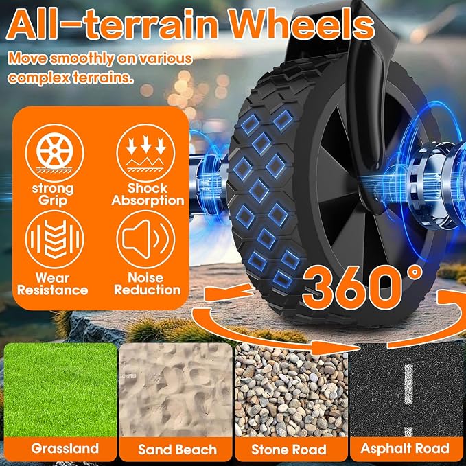 Heavy Duty 360LBS Wagons Carts Foldable, Collapsible Wagon with All-Terrain Swivel Wheels, 180L Extra Long Portable Folding Cart for Outdoor Camping Beach Shopping Sports
