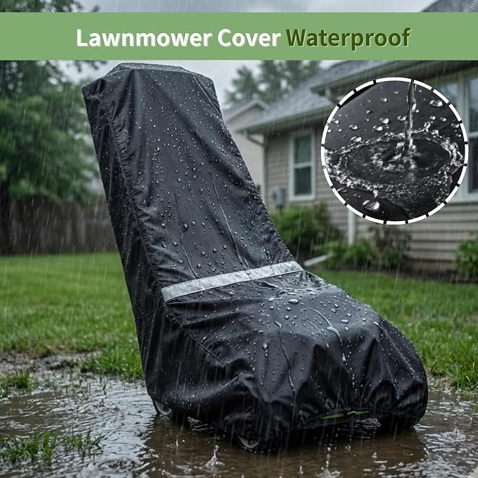 Push Lawn Mower Cover for Outdoor, Large 94 x 19.5 x 13.5 in Waterproof Lawnmower Cover 210D Oxford Fabric, Heavy Duty Mower Cover with Storage Bag