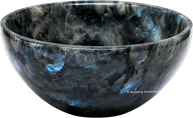 Larvikite Crystal Bowl - 2 Inch Decorative Bowls for Room and Home Decor - Gemstone Healing Crystals for Elegant Display, Positive Energy Balance and Gift