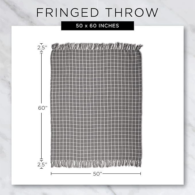 DII Woven Throw Collection 100% Cotton, Basketweave, 50x60, Artichoke Green