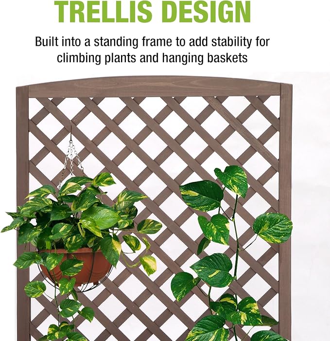 GUTINNEEN Planter Box with Trellis Outdoor Tall Flower Standing Vertical Lattice Frames for Climbing Plants Large Bottom Space for Patio Garden Flower Bed