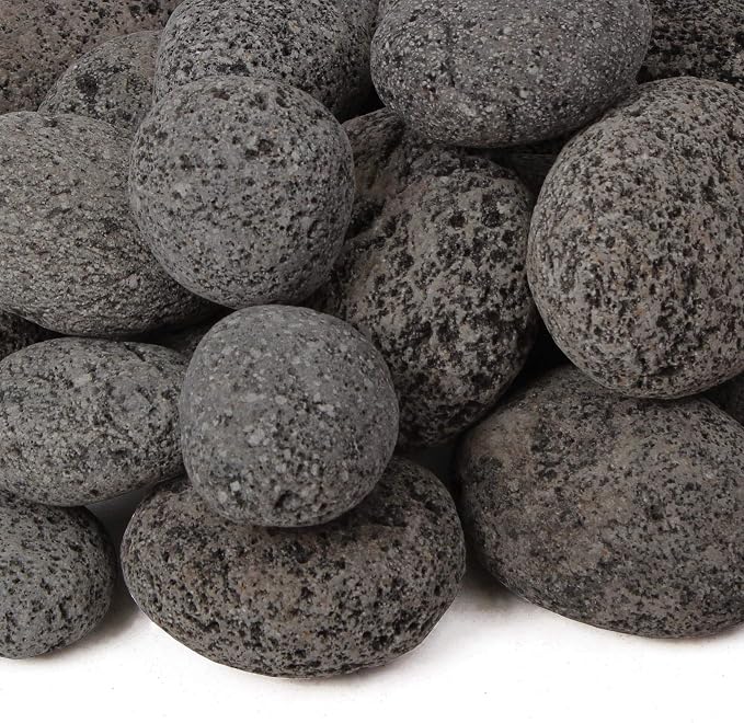 Lava Rock - 25-Pound Tumbled Lava Stones - 3" Black/Gray Lava Pebbles - Volcanic Rock - Landscaping Rocks - Large