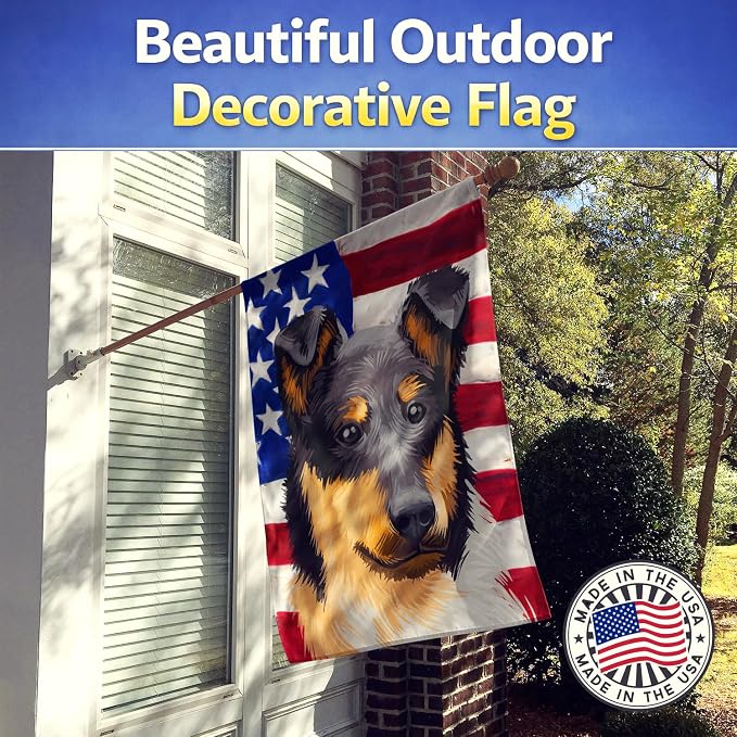 Caroline's Treasures CK6492CHF Collie Rough Dog American Flag House Flag Large Porch Sleeve Pole Decorative Outside Yard Banner Artwork Wall Hanging, Polyester, House Size, Multicolor