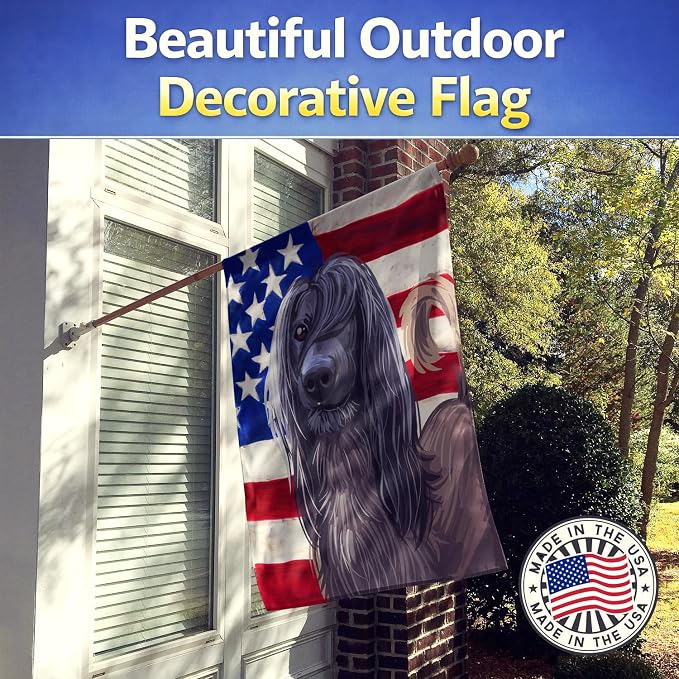 Caroline's Treasures CK6732CHF Taigan Dog American Flag House Flag Large Porch Sleeve Pole Decorative Outside Yard Banner Artwork Wall Hanging, Polyester, House Size, Multicolor