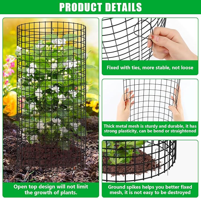 5 Pack Plant Protector from Animals, 24x12 inch Wire Plant Cages Mesh Plant Cage Garden Plant Protector, Sturdy Bunny Barricades Chicken Wire Cloche Plant Protectors for Keeping Bunny Animals Out