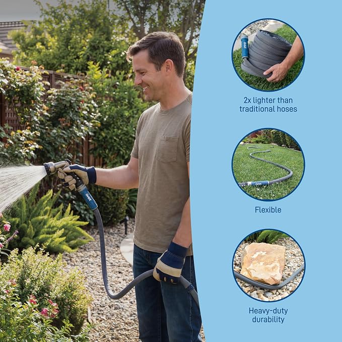 Orbit ExoJacket Fabric Garden Hose - 100 ft x 5/8 in - Heavy-Duty Fabric - Durable ExoJacket Construction - Antikink Technology for Constant Water Flow - Lightweight Professional-Grade Hose - 33180