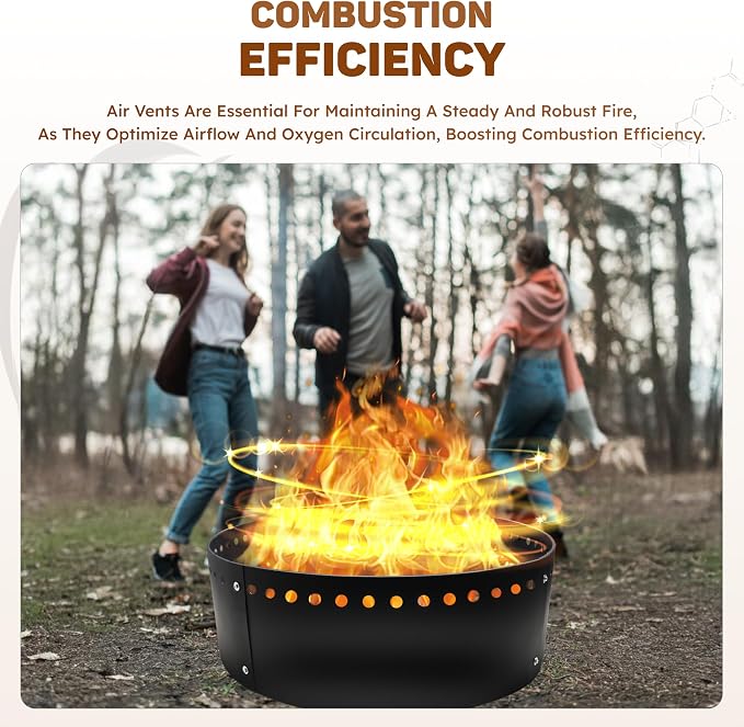 FEBTECH - 38" D x 12" H Smokeless Fire Pit Insert for 40" Fire Pits | Heat Resistant Fire Ring for Versatile DIY In-Ground and Above-Ground Setups, Perfect for Backyard & Outdoor Bonfire