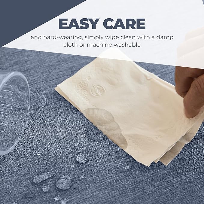 Decorelia Faux Linen Square Tablecloth for Dining Room,Waterproof Texture Decorative Farmhouse Rustic Table Cloth for Indoor Outdoor Party Holiday Banquet Picnics Patio 70x70 Inch (Square),Denim Blue