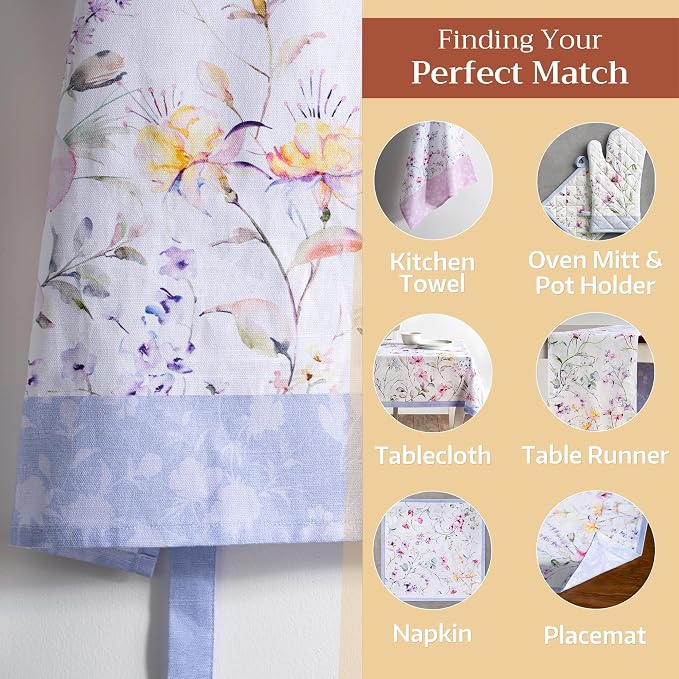Maison d' Hermine Aprons for women with Pocket 100% Cotton (27.50"x31.50") | Adjustable Neck Strap & long ties Apron Men Chef Wedding Cooking Gardening Server Maid