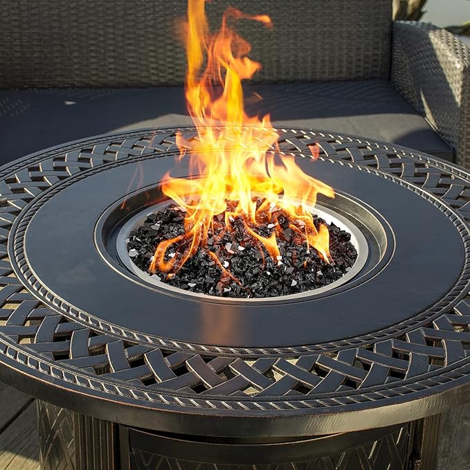 Onlyfire 10 lbs Fire Glass Rocks 1/4 Inch, Reflective Tempered Glass for Propane Fire Pit & Gas Fireplace, High Luster Firepit Glass Stones for Fire Table, Onyx Black (Multicolor Options Available)