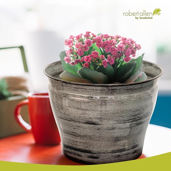 Headwind Glazed Ironstone Vanhorne Collection – 12" Luna Brown Decorative Plant Pot – Lightweight & Triple Coated w/Drainage Flower Pots for Indoor Plants & Outdoor Planter Use by Robert Allen
