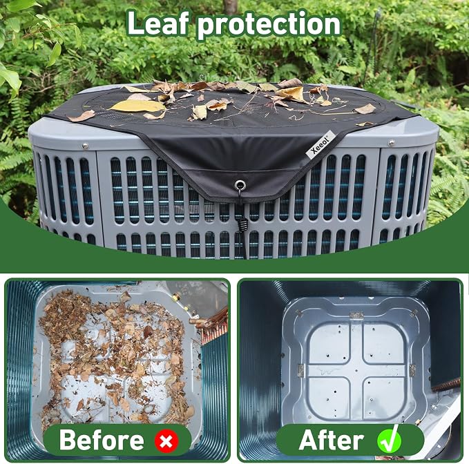 Central Air Conditioner Cover for Outside Winter, 26x26in Small Mesh and Oxford AC Covers for Outdoor Units, Universal Snow and Leaf Air Conditioning Cover